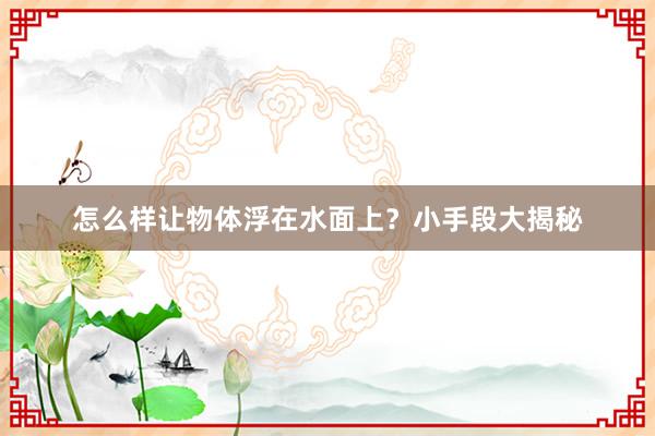 怎么样让物体浮在水面上？小手段大揭秘